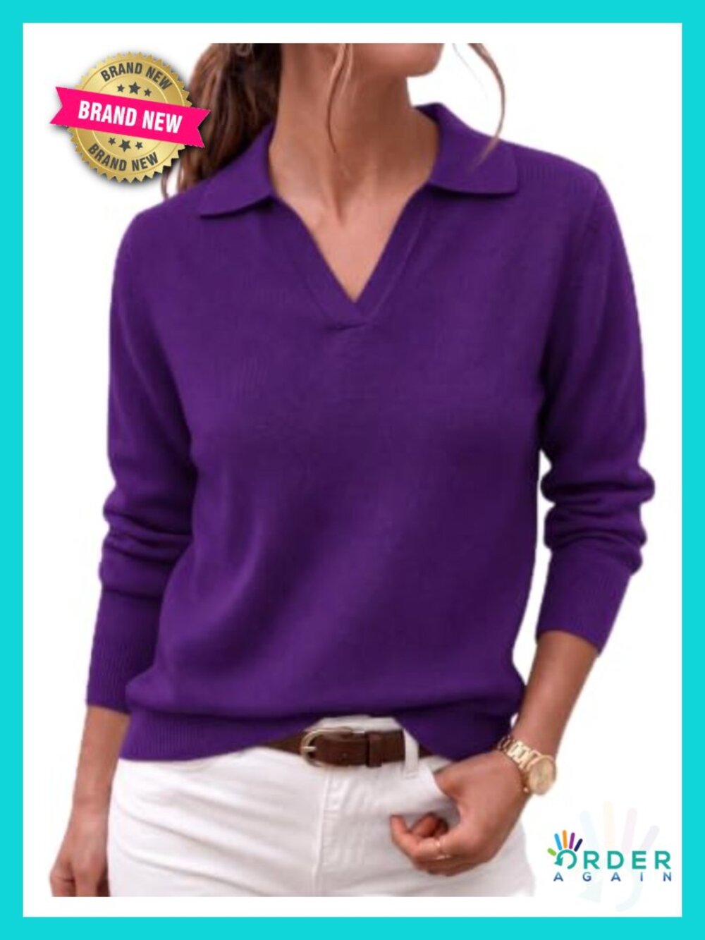 Zeagoo Long Sleeve Polo V Neck Knit Sweater Business Casual Top